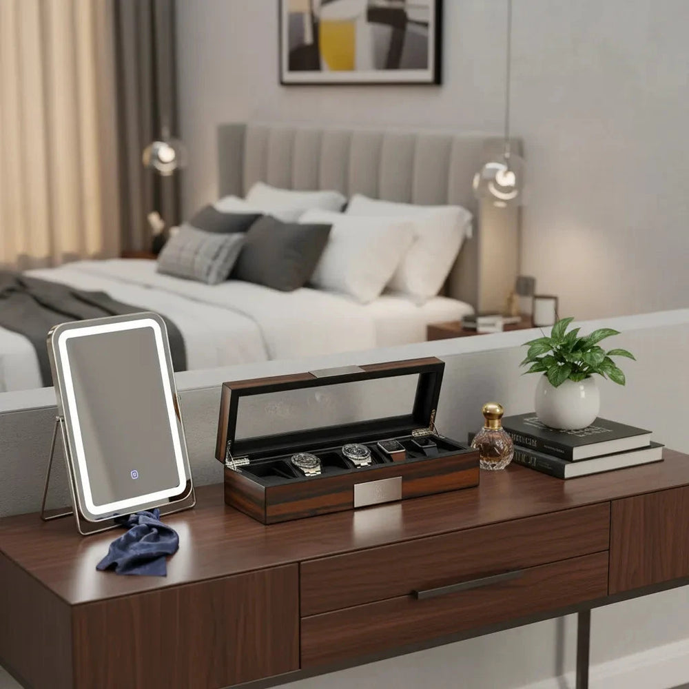 6 Watch Box in Natural Dark Walnut Veneer Finish by Aevitas