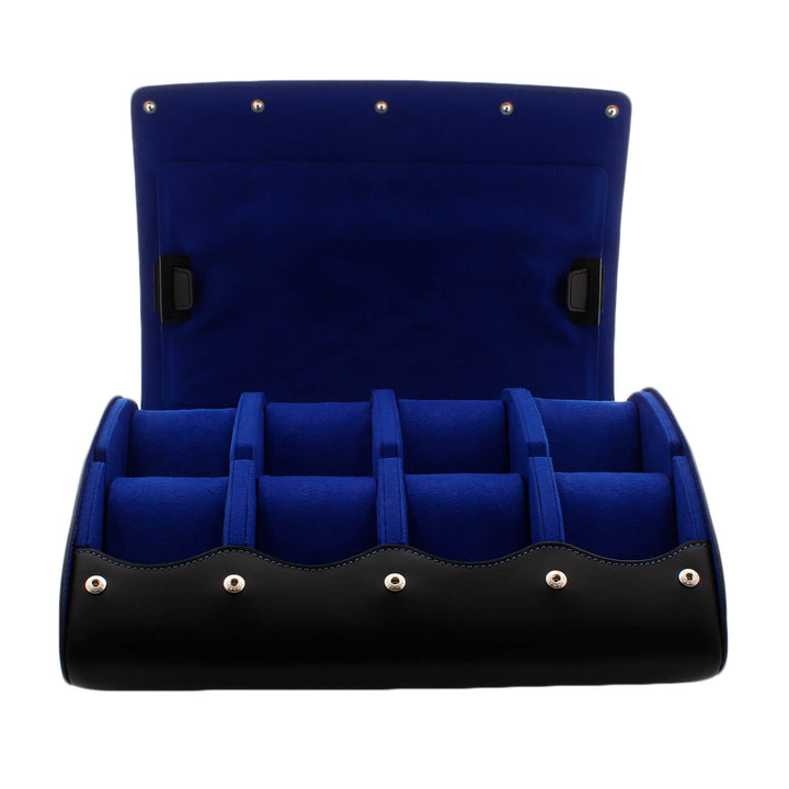 8 Watch Roll Case Premium Black Nappa Leather with Blue Lining by Aevitas