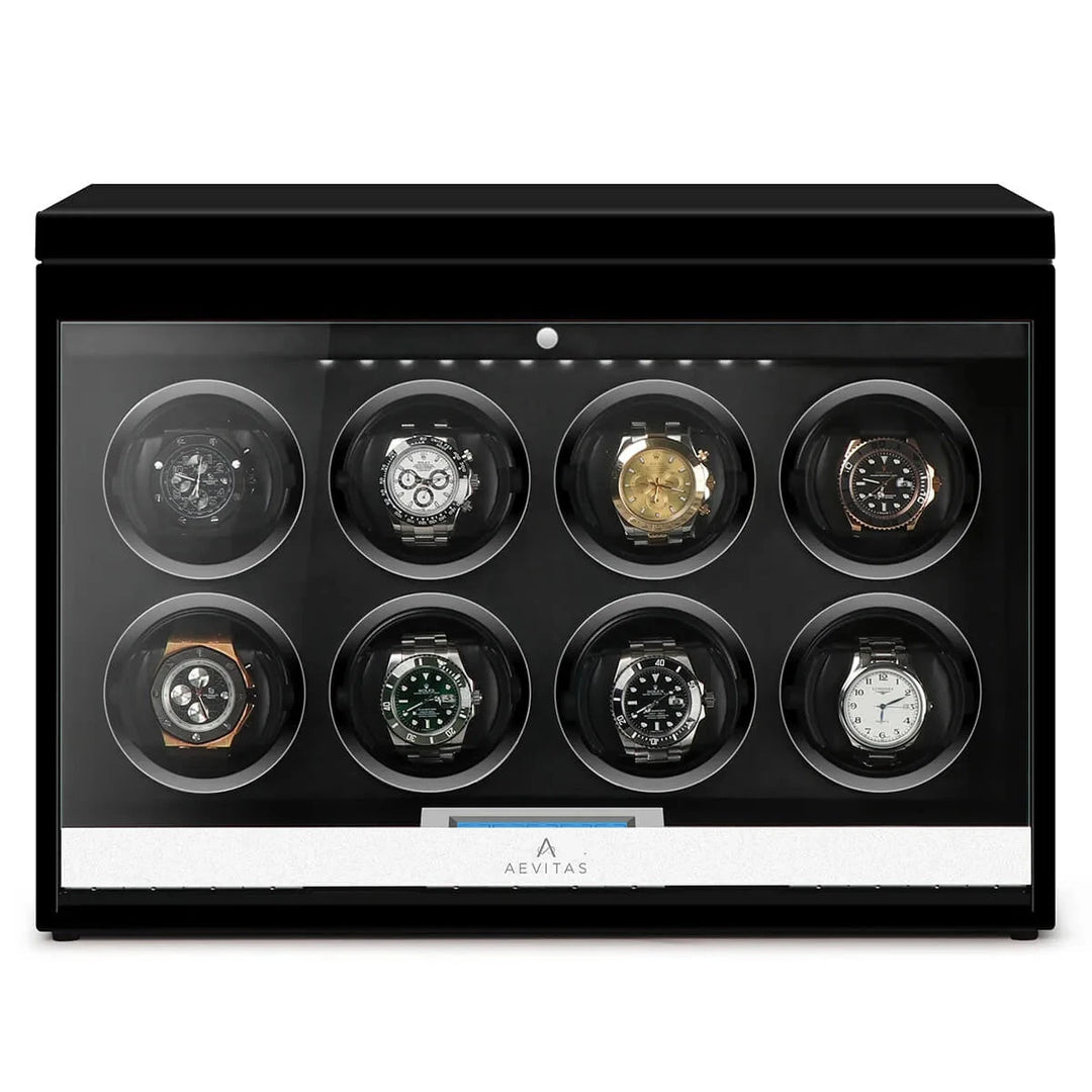 8 Watch Winder Black Edition with Extra Storage Area by Aevitas