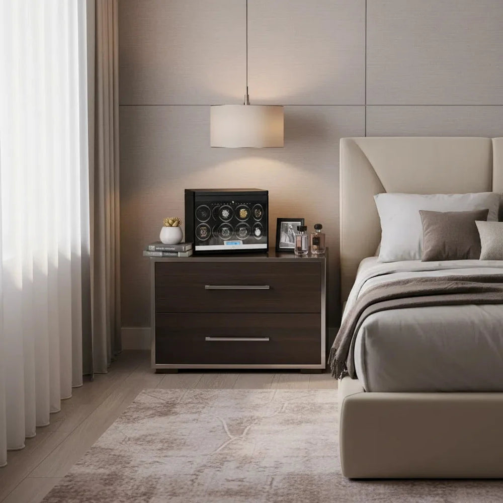 8 Watch Winder in Carbon Fibre Finish with Extra Storage by Aevitas