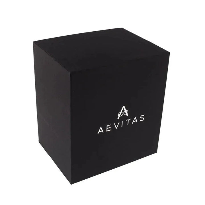 Aevitas Watch Stand in White Marble Dark Violet Veins with Black Leather