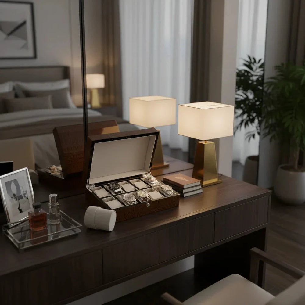 Premium 10 Watch Box in Brown High Gloss Lacquered Crocodile Print Finish by Aevitas