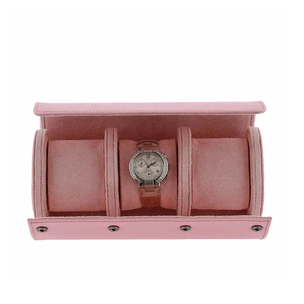 Premium Ladies Watch Roll Pink Saffiano Leather with Soft Lining