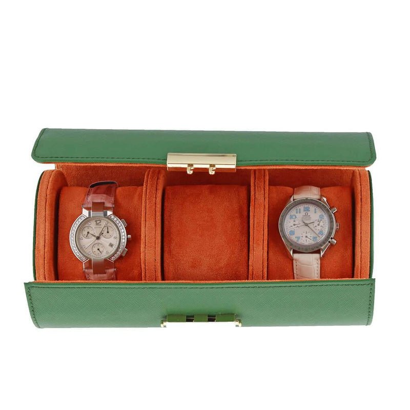 Brown Leather Watch Case Roll 3-4 Watches Men Travel Wrist 