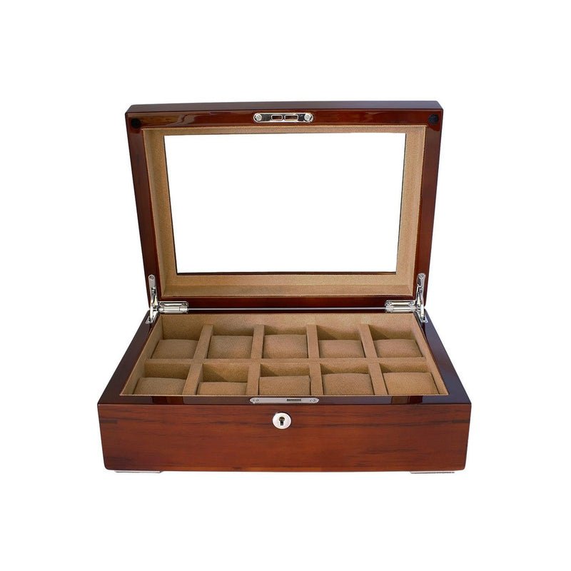 Premium Luxury 10 Watch Box Solid Hardwood High Gloss Finish Aevitas