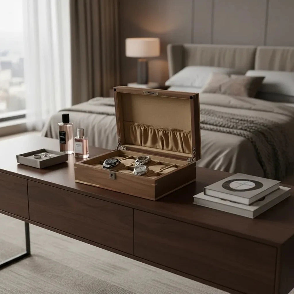 Watch Box Light Walnut Wood Natural Finish for 10 Watches by Aevitas