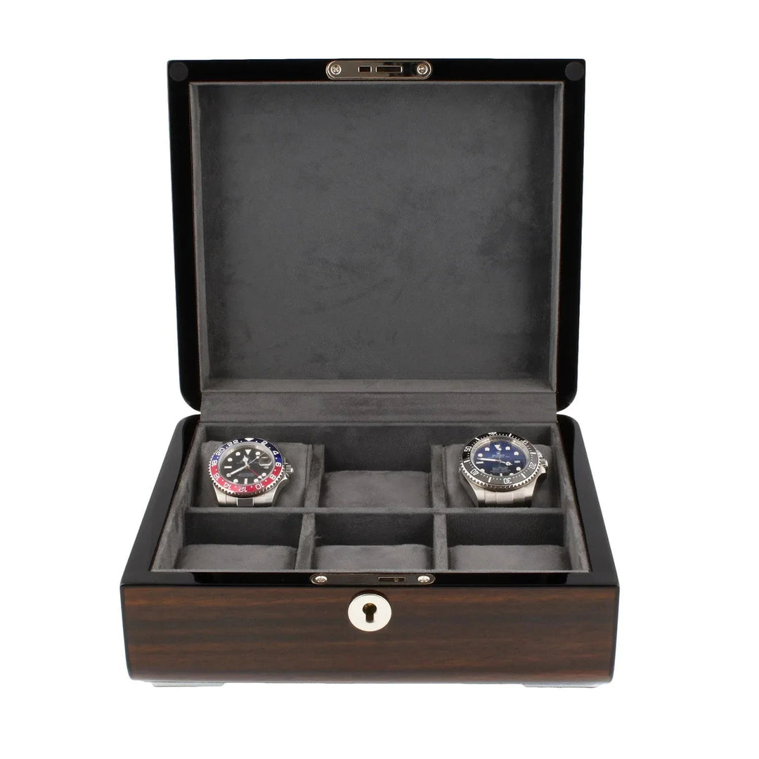 Watch Box for 6 Watches Superb Quality Macassar with Solid Lid by Aevitas