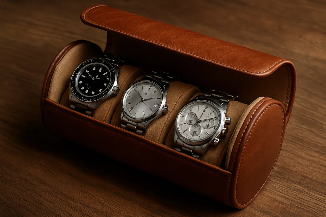 Premium Travel Watch Rolls: Genuine Leather Protection