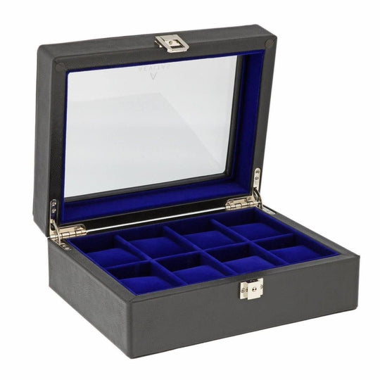 8 صندوق ساعة من الجلد الأصلي الأسود من Aevitas Luxury