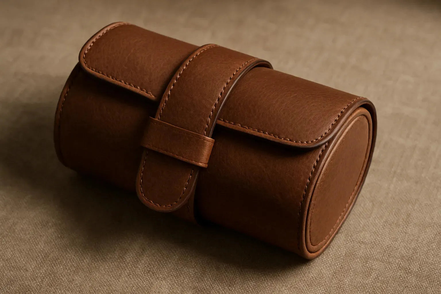 Premium Travel Watch Storage: Brown Leather Roll Protection