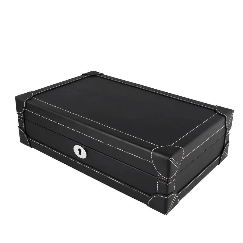 10 Watch Box in Black Vegan Leather with Plush Lining by Aevitas
