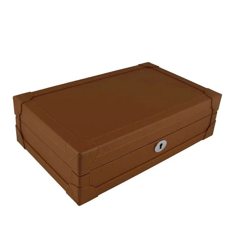 10 Watch Box in Brown Vegan Leather with Plush Lining by Aevitas