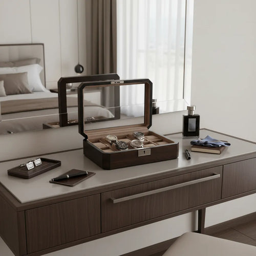 10 Watch Box in Natural Dark Walnut Veneer Finish by Aevitas