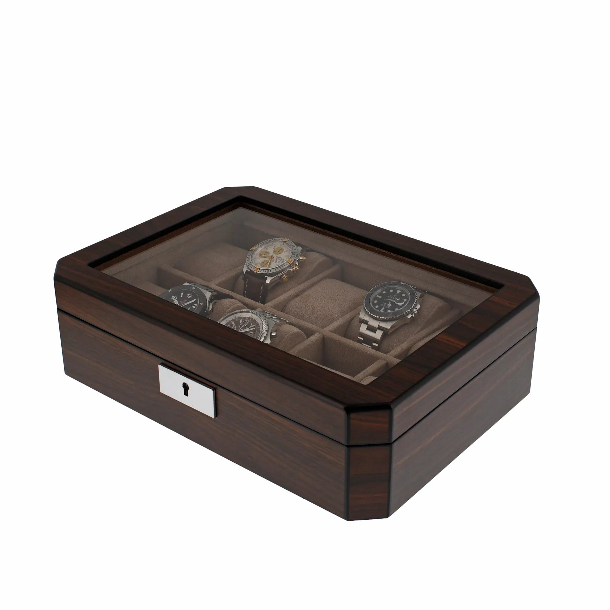 10 Watch Box in Natural Dark Walnut Veneer Finish by Aevitas