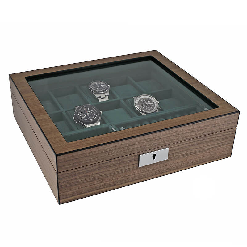 10 Watch Box with Cufflink Storage Natural Walnut Finish by Aevitas