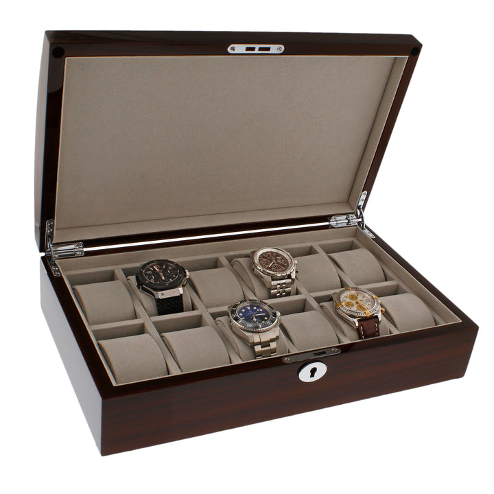 12 Watch Box in Striped Mahogany Wood Veneer Finish by Aevitas