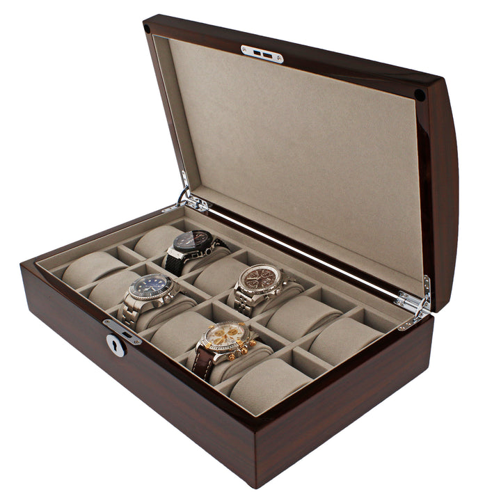 12 Watch Box in Striped Mahogany Wood Veneer Finish by Aevitas