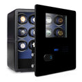 12 Watch Winder Safe Luxury Black Leather with Blue Interior by Aevitas