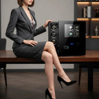 12 Watch Winder Safe Luxury Black Leather with Contrast Stitching by Aevitas
