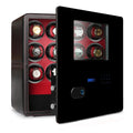 12 Watch Winder Safe Luxury Black Leather with Red Interior by Aevitas