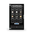 12 Watch Winder with Storage Drawer Piano Black Wood Tower Series by Aevitas