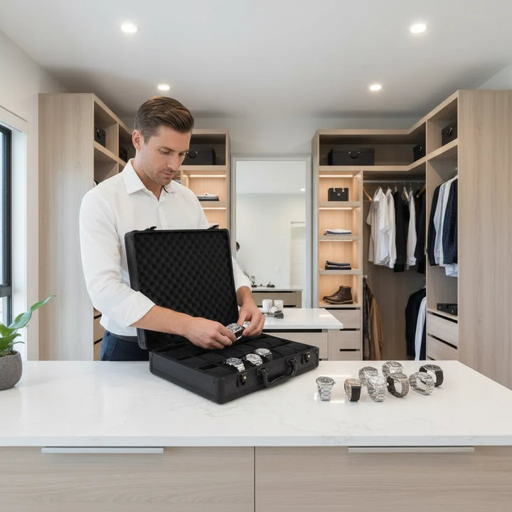 18 Watch Briefcase in Black with Lift Out Tray