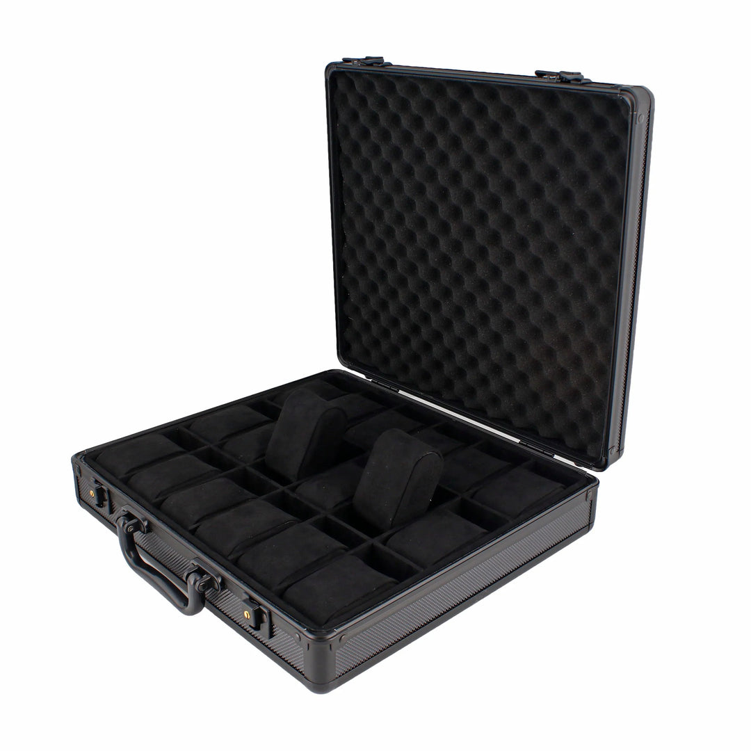 18 Watch Briefcase in Black with Lift Out Tray