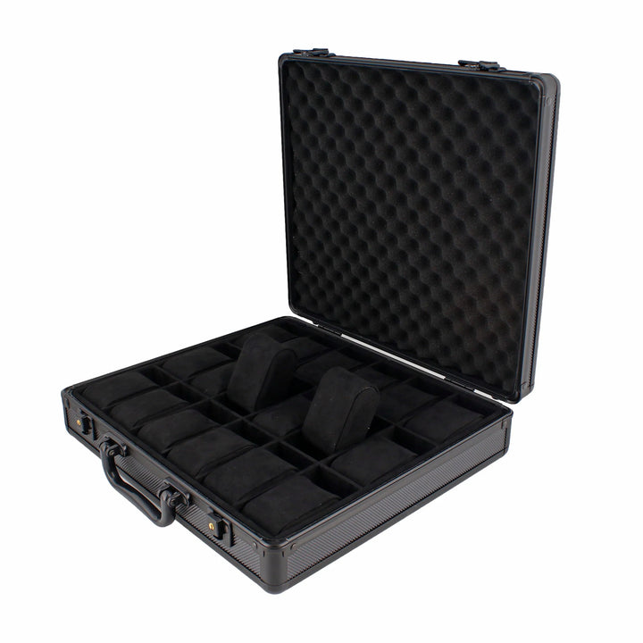 18 Watch Briefcase in Black with Lift Out Tray