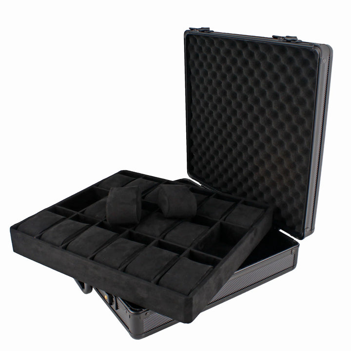 18 Watch Briefcase in Black with Lift Out Tray