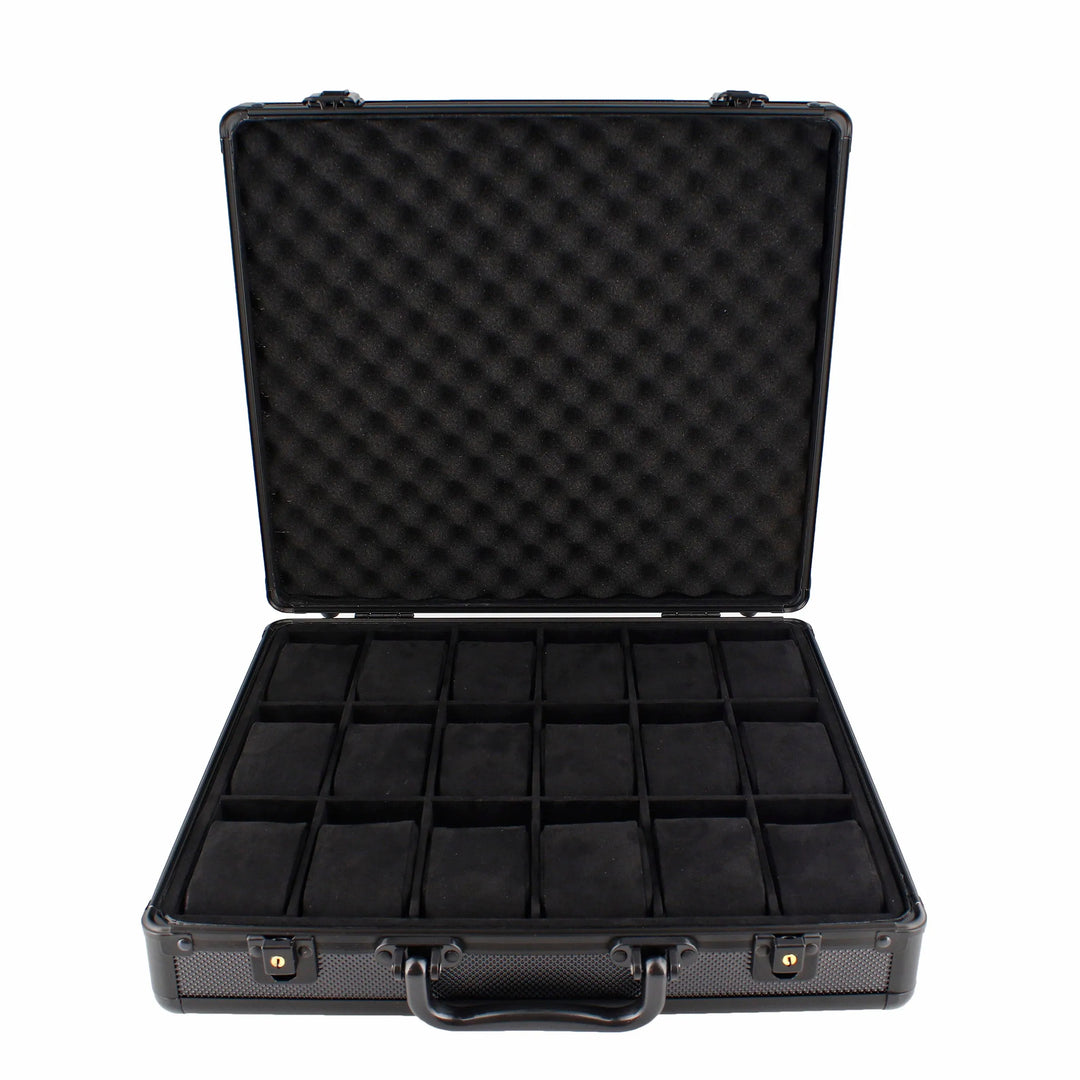 18 Watch Briefcase in Black with Lift Out Tray