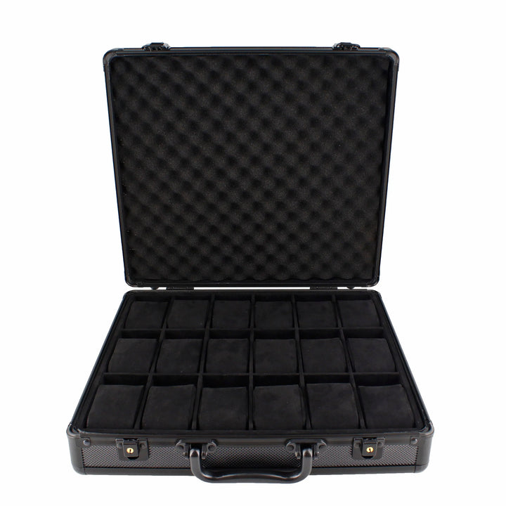 18 Watch Briefcase in Black with Lift Out Tray