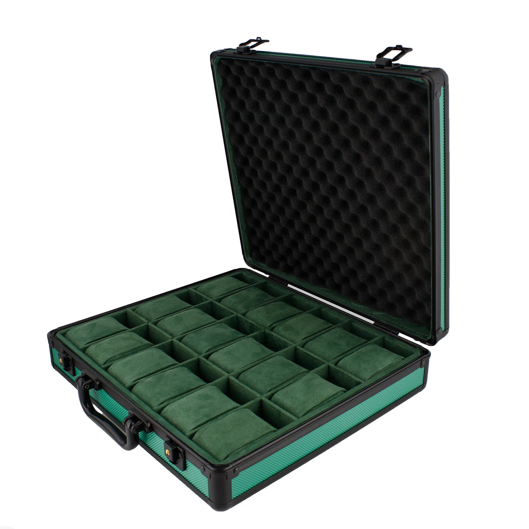 18 Watch Briefcase in Green with Lift Out Tray