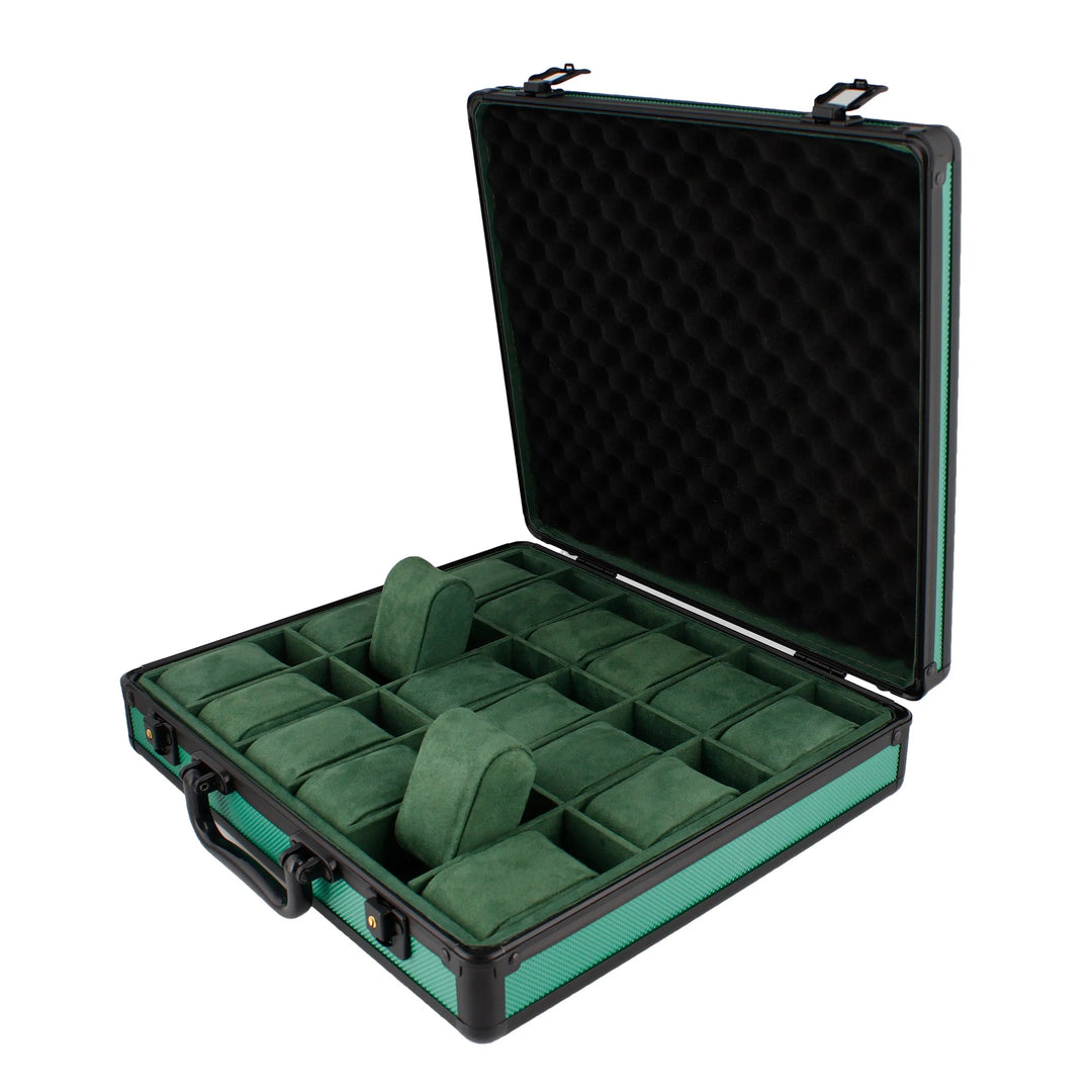 18 Watch Briefcase in Green with Lift Out Tray