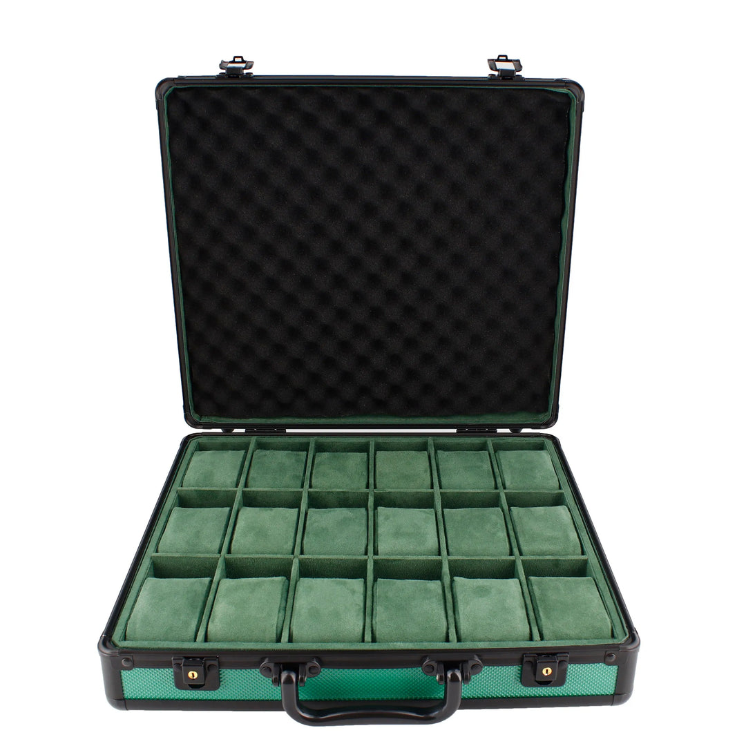 18 Watch Briefcase in Green with Lift Out Tray