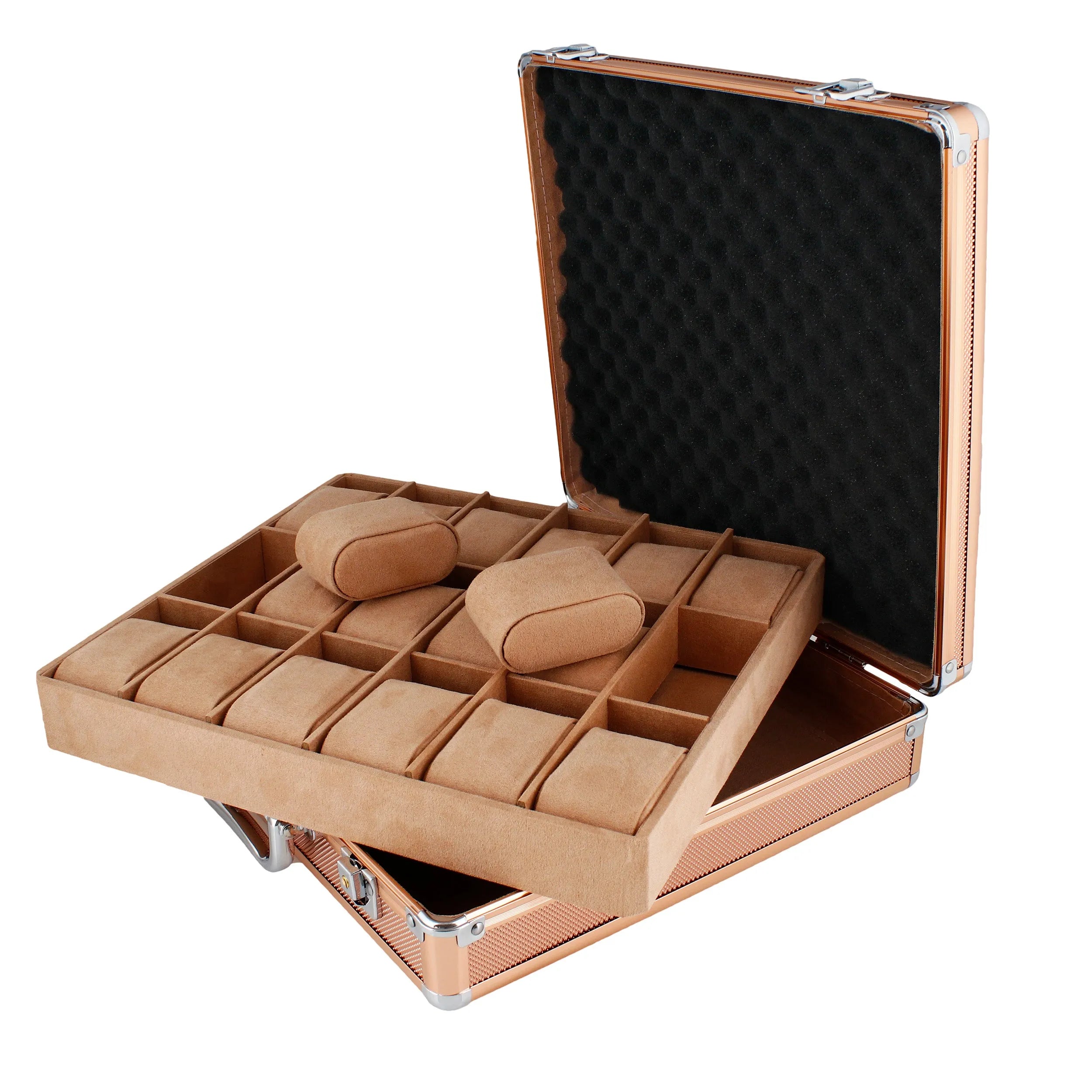 18 Watch Briefcase in Rose Gold tone with Lift Out Tray