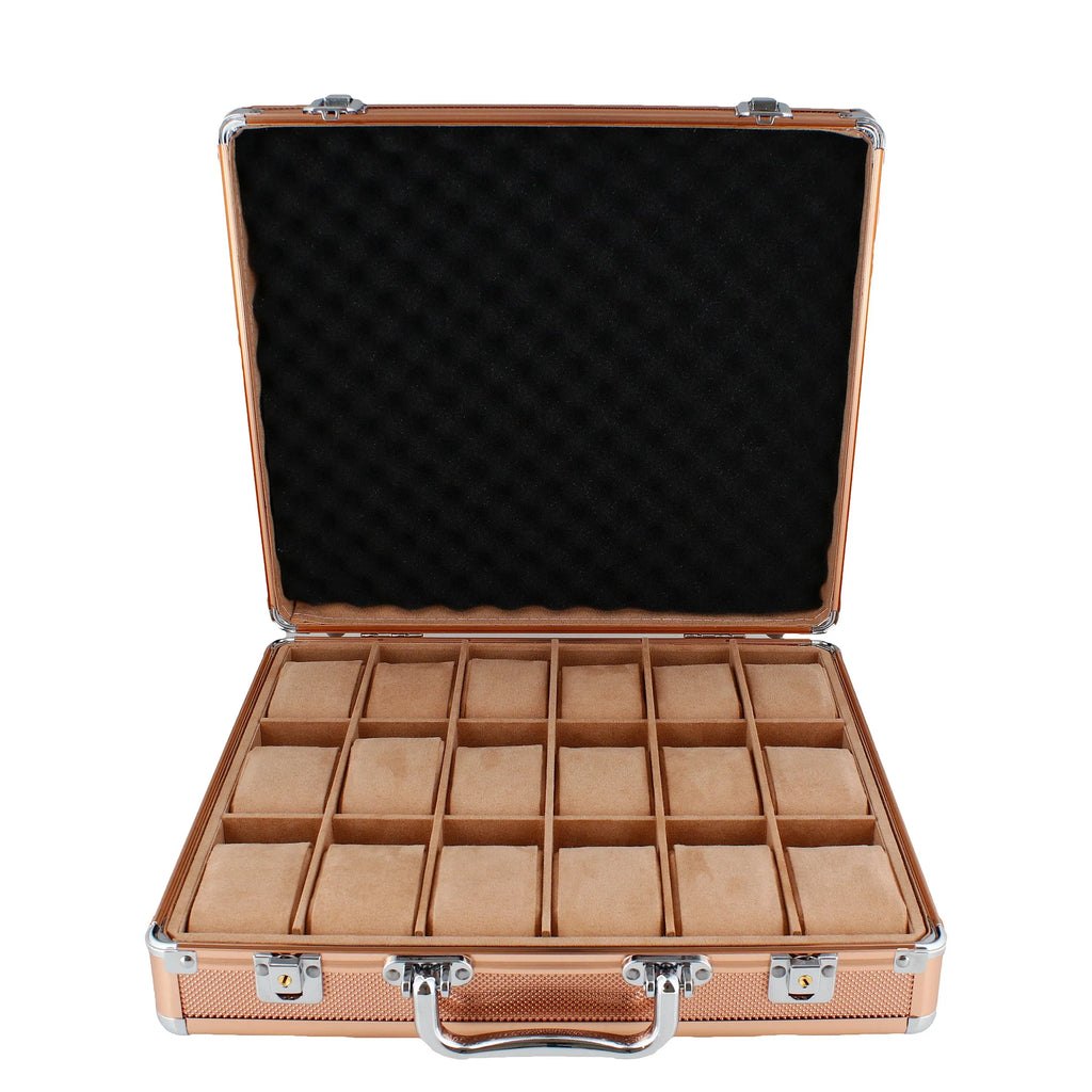 18 Watch Briefcase in Rose Gold tone with Lift Out Tray