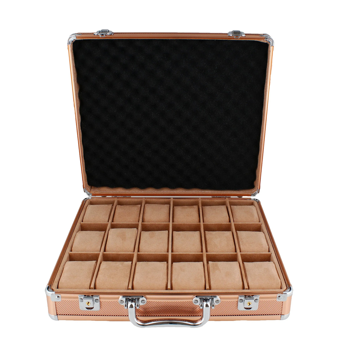 18 Watch Briefcase in Rose Gold tone with Lift Out Tray