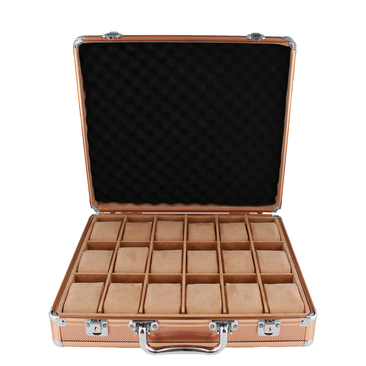 18 Watch Briefcase in Rose Gold tone with Lift Out Tray