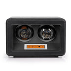 2 Watch Winder in Black and Grey Smooth Leather Finish by Aevitas