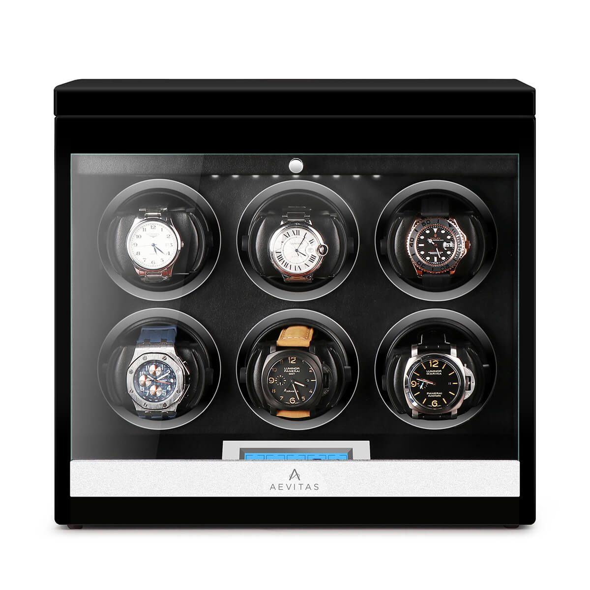 6 Watch Winder Black Edition with Extra Storage Area by Aevitas