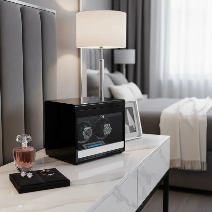 2 Watch Winder Black Edition with Extra Storage Area by Aevitas