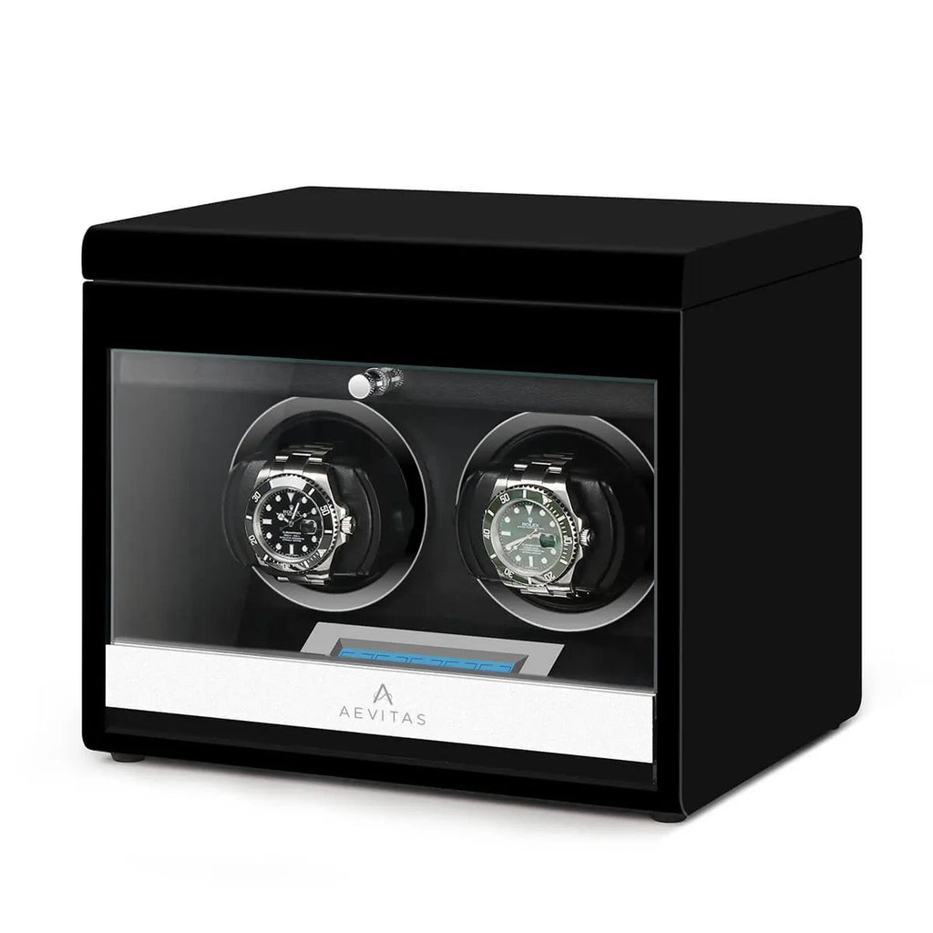 2 Watch Winder Black Edition with Extra Storage Area by Aevitas