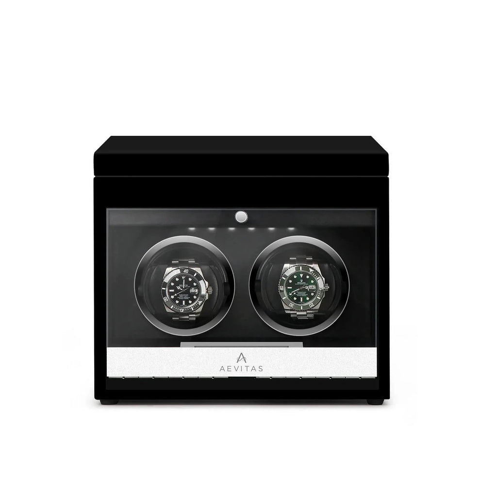 2 Watch Winder Black Edition with Extra Storage Area by Aevitas