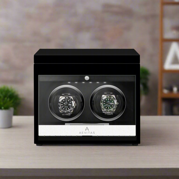 2 Watch Winder Black Edition with Extra Storage Area by Aevitas