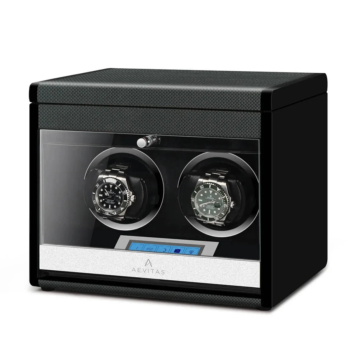 2 Watch Winder Carbon Fibre with Extra Storage Area by Aevitas