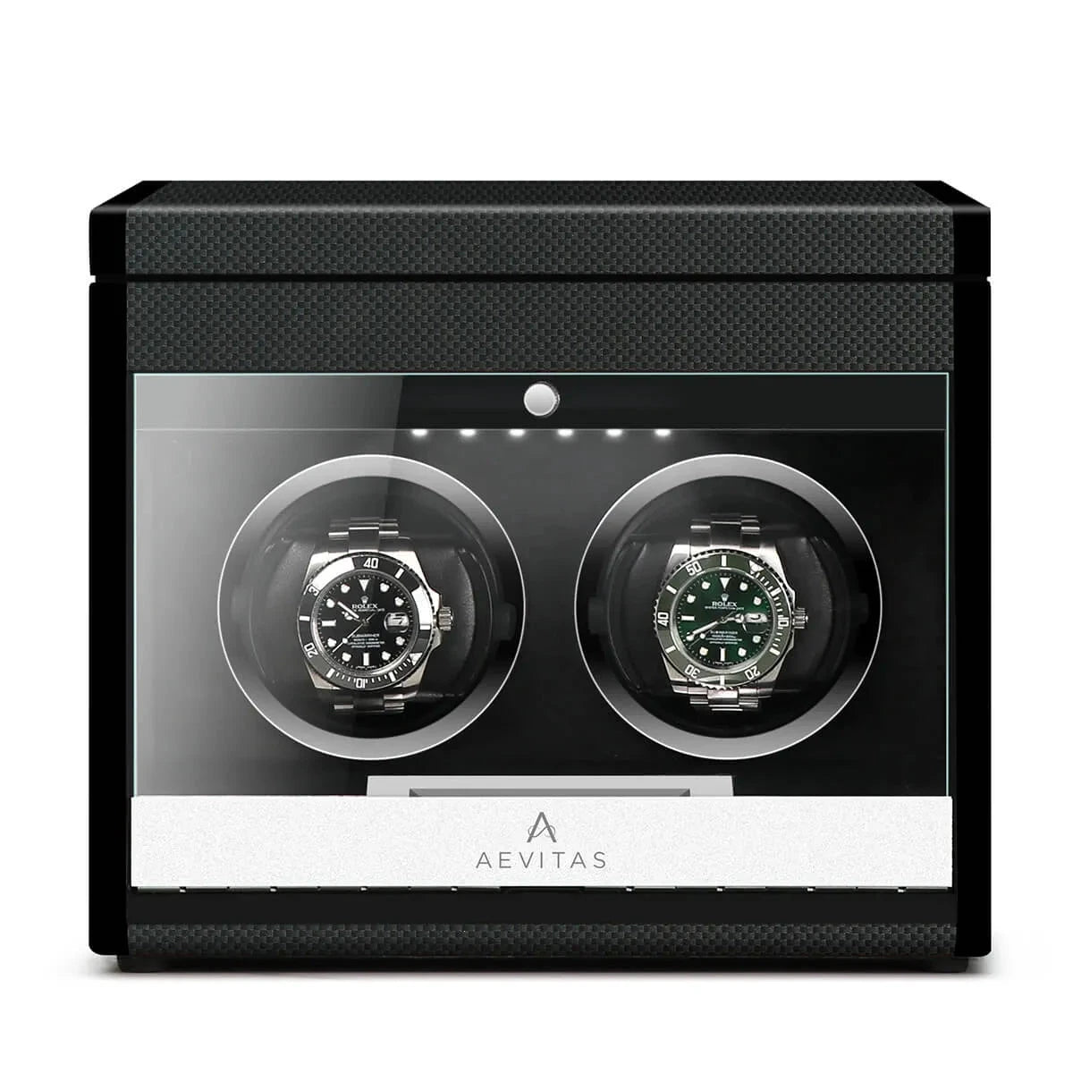 2 Watch Winder Carbon Fibre with Extra Storage Area by Aevitas