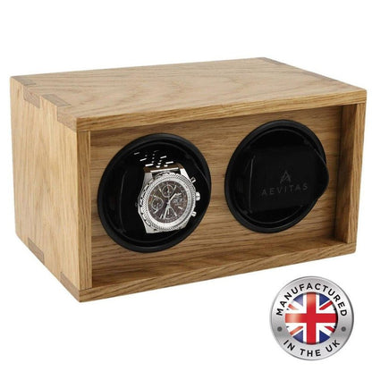 2 Watch Winder Solid Oak Wood Made in the UK by Aevitas