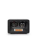 Aevitas premium 2-watch winder in black vegan leather with a grey interior and digital touchscreen control panel.