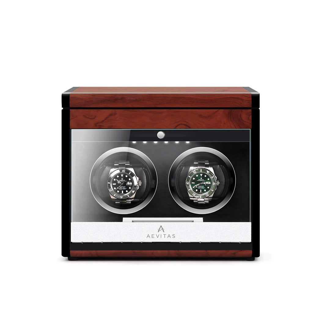 2 Watch Winder with Extra Storage Wood Veneer Finish by Aevitas