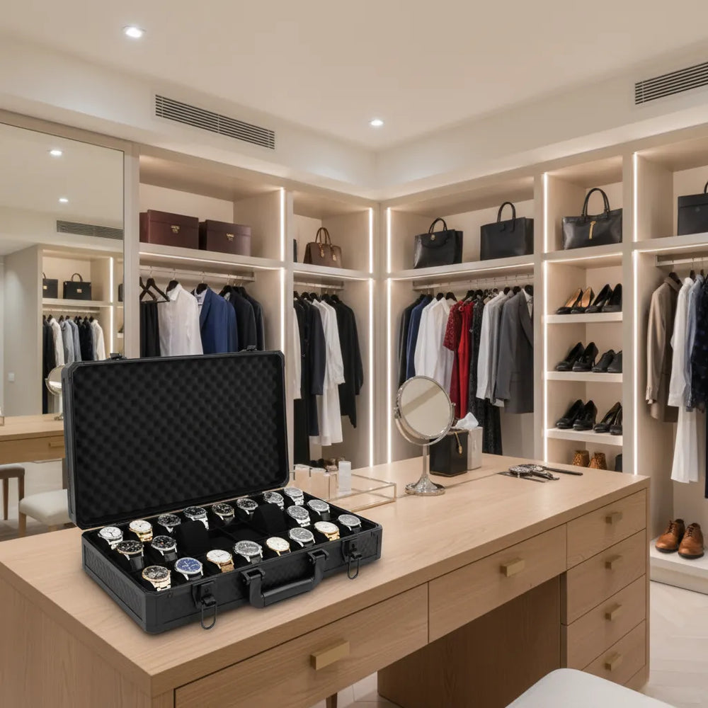 24 Watch Briefcase in Black with Lift Out Tray
